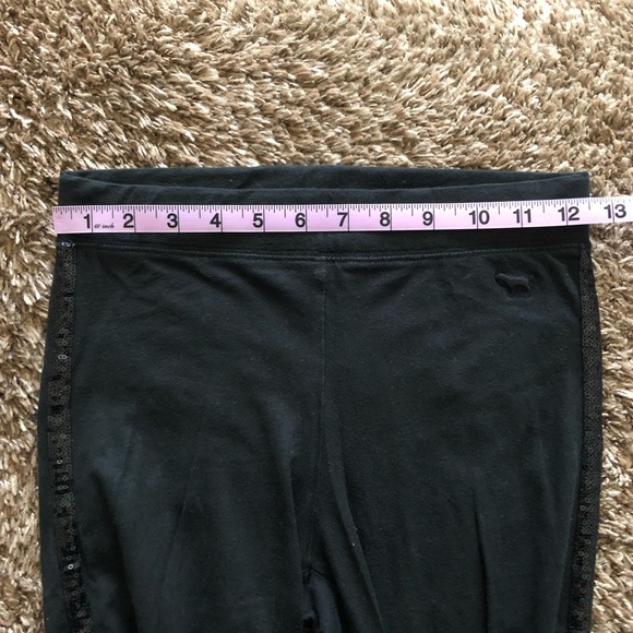 Victoria’s Secret VS PINK Black Leggings with Strip Of Sequins Down Side of Leg - Picture 7 of 9